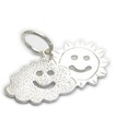 Sun Appering över en moln i sterling silver charm .925 x 1 Weather Charms