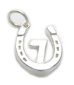 Lucky 7 in horseshoe sterling silver charm .925 x 1 Luck Seven charms