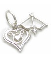 Cuore con amorini arco e freccia charm in argento sterling .925 x1 Love charms