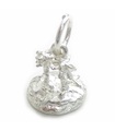 Palm Trees on Desert Island small sterling silver charm .925 x 1