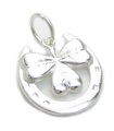 Charm de plata esterlina con forma de trébol en herradura de la suerte .925 x 1 Charms de la suerte