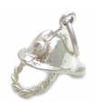 Brandman hjälm sterling silver charm .925 x 1 Fire Woman Person Hjälmar