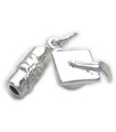 Mortarboard och Scroll sterling silver charm .925 x 1 Graduation charm