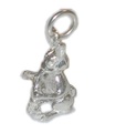 Bunny Rabbit with Carrot sterling silver charm .925 x 1 Rabbits charms