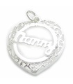 Nanny in Heart hänge i sterlingsilver eller stor charm .925 x 1