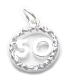 50th Birthday sterling silver charm pendant .925 Number 50 Anniversary