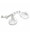 Menottes et breloque clé en argent sterling .925 x 1 Menottes non ouvrantes