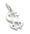 Charm de plata de ley con signo de dólar .925 x 1 Colgantes de dólares de dinero