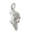 Cockerel Head charm i sterling silver .925 x 1 kycklingar tuppkuk