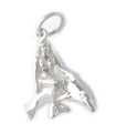 Meerjungfrau sitzt auf Delphin Sterling Silber Charm .925 x 1 Meerjungfrauen Charms