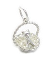 Kattunge i en korg charm i sterling silver .925 x 1 Kattungar katter berlocker