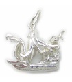 Octopus greift ein Schiff an Sterling Silber Charm .925 x 1 Octopi Charms