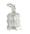 Oiseau dans une cage en argent sterling breloque .925 x 1 Birds Cages charms