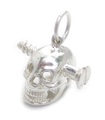 Skull with Screw sterling silver charm .925 x 1 skulls charms