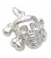 Totenkopf mit gekreuzten Knochen Sterlingsilber großer Anhänger .925 x 1 Piratenanhänger