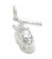 Totenkopf mit Axt eingebettet Sterling Silber Charm .925 x 1 Totenkopf Charms