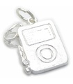 Lecteur de musique MP3 Breloque 2D en argent sterling .925 x 1 Breloques de joueurs