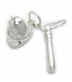 Matraque et casque de police charme en argent sterling .925 x1 charmes de police