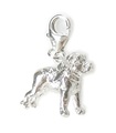 Staffordshire Bull Terrier Hund auf Clip Sterling Silber Charm .925x1