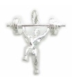 Ciondolo in argento sterling Weight Lifter .925 x 1 Ciondoli atletica pesi