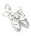 Charm de plata de ley con lazo para zapatos de ballet .925 x 1 Charms de bailarinas