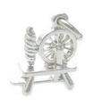 Spinning wheel sterling silver charm .925 x 1 Sewing charms