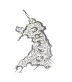 Cymru Wales charm i sterling silver .925 x 1 Welsh Map charm