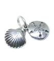 Minuscule coquillage et breloque en argent sterling dollar de sable .925 x 1 coquillages