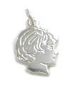 Girl sterling silver charm .925 x 1 girls profile charms pendants