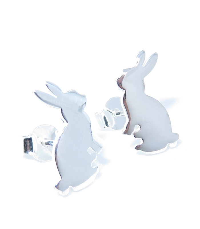 Rabbit sterling silver stud earrings .925 x 1 pair Rabbits Studs