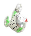 Fish sterling silver pendant .925 x 1 Fishes enamelled pendants