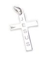 Cross with the Word Jesus sterling silver charm pendant .925 x 1 Crosses