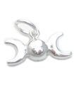 Dije de plata esterlina Triple Moon Goddess .925 x 1 Maiden Mother Crone