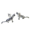 Orecchini a bottone in argento sterling Lupo ululante, 925 x 1 paio di lupi a borchie Howl