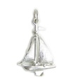 Breloque yacht en argent sterling avec voile mobile .925 x 1 Breloques yachting