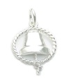 Charm de plata de ley 2D con campana de barco .925 x 1