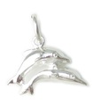 Breloque double dauphin en argent sterling .925 x 1 Breloques dauphins