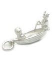 Eule und die Pussy-Katze in Boot Sterling Silber Charm .925 x 1