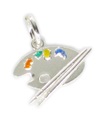 Palette de peinture d'artiste breloque en argent sterling .925 x 1 breloques de peinture d'art