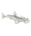 Charm de plata de ley con forma de tiburón .925 x 1 Charms de tiburones peces grandes blancos