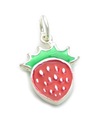 Charm de plata de ley con fresas .925 x 1 charms de frutas con fresas