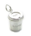 Latte Coffee sterling silver charm .925 x 1 drinking cafe caffe charms