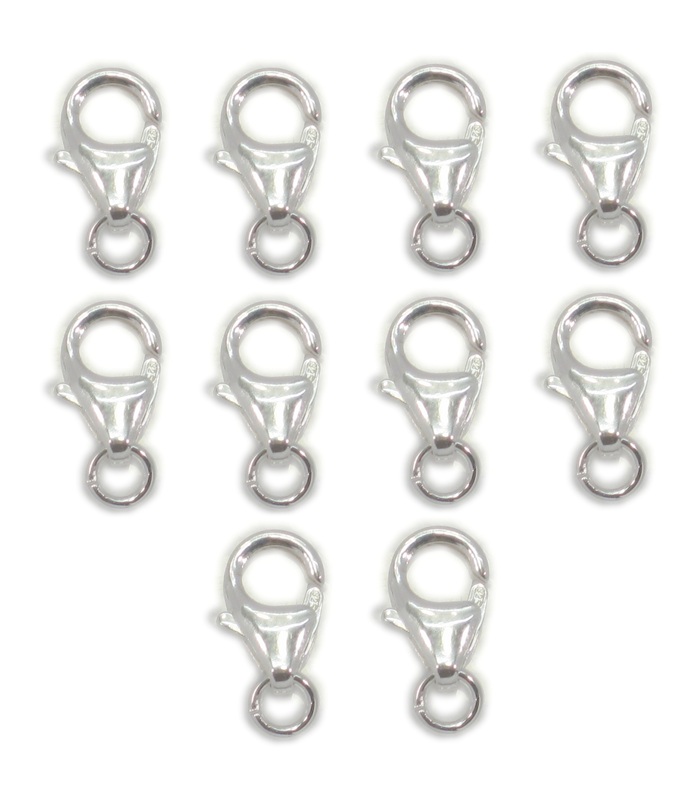 10 x 11mm Lobster Clasps Clips Triggers sterling silver fitting