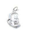 Chouette de nuit assis dans la breloque en argent sterling lune .925 x 1 breloques hiboux