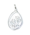 Charm de plata de ley con flores .925 x 1 Charms de flores bonitas