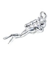 Scuba Diver charm i sterling silver .925 x 1 Dykningsdykare