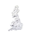 Mappa della Gran Bretagna ciondolo in argento sterling .925 x 1 charms britannici