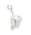 Traditioneller Einkaufswagen Korb Sterling Silber Charm .925 x 1