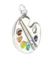 Artist Palette sterling silver charm .925 x 1 Painting charms --SFP